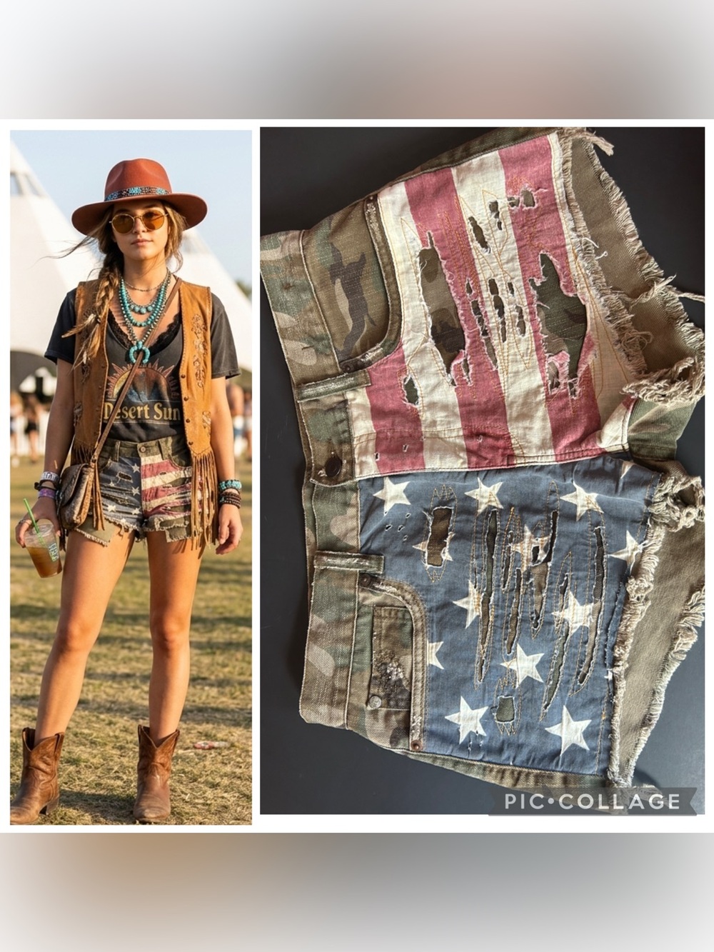 Denim & Supply Ralph Lauren Cut Off Jean Shorts Boyfriend American Flag Camo